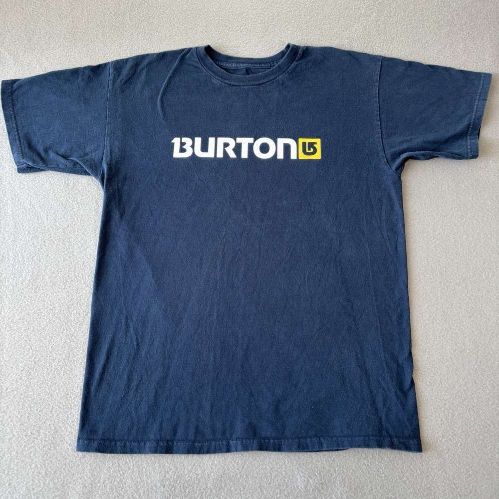 Burton Snowboards T Shirt Mens M Navy Blue Short Sleeve Cotton VTG Y2K Skater